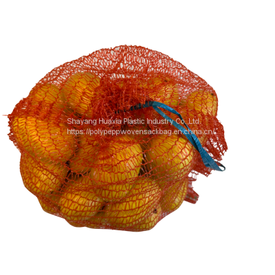 Bright Red Tubular Leno Small PE/PP Net Bags Firewood Potato Garlic Onion Vegetable Packaging Mesh Bags