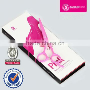 hair thinning shears with pink Teflon Coating in SUS420J2 Stainless Steel