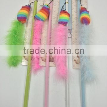 Long Handle Wire Dangle Faux Mouse Pet Teaser Wand Cat Toy