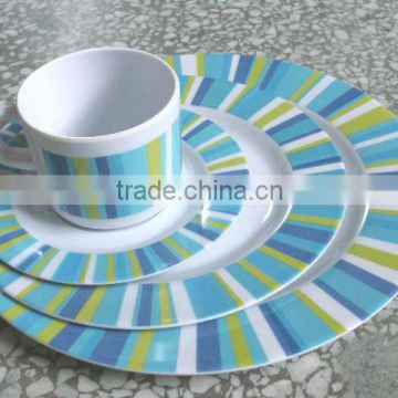 Melamine cup and saucer set with melmaine dinner plate