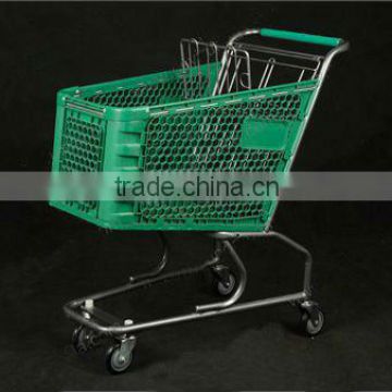 Supermarket plastic shopping trolley/shopping cart 60L