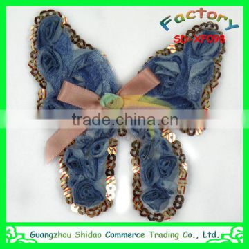 Head wear blue butterfly design chiffon flower decoration flower for baby