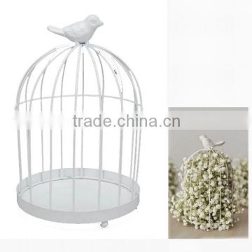Antique decorative small white iron round metal bird cage