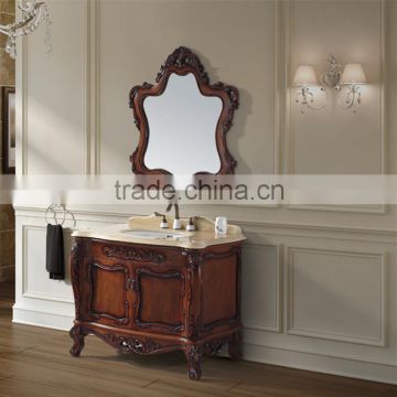 Floor Mounted Antique wood bathroom Vanity cabinet, bathroom vanity cabinet with carving