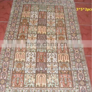 400L double knotted kashmiri 100%natural silk 3x5 persian carpet for sale