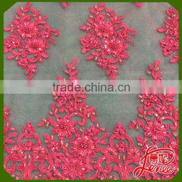 WELL KNOWN FABRIC SUPPLIER SEQUINED BEADS MESHEMBROIDERY FOR GIRLS DRESS