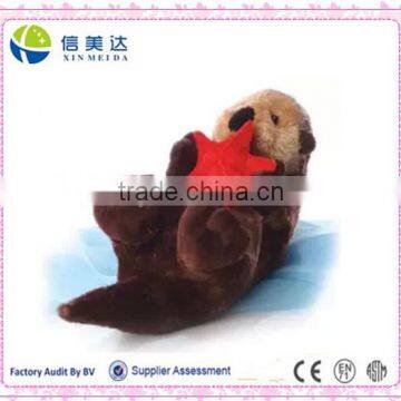 Plush 12" Otter Soft Animal Toy with Red Star