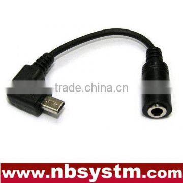 angle 90 degree USB B mini 5pin Plug to 3.5mm Jack cable