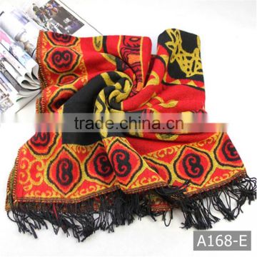 A168 Polyster long hot selling with tassels acrylic woven scarf
