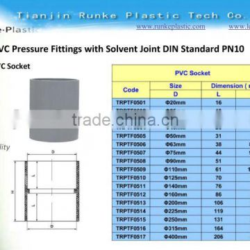 PVC Pipe Fitting PVC Socket DIN Standard PN10