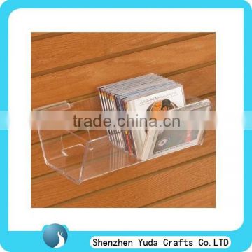 Clear slatwall CD storage box, acrylic showing organizer for books tapes display