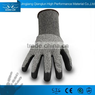 Cut level 5 HPPE seamless knitted pu coated work gloves