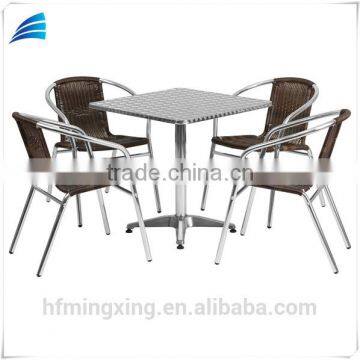 Outdoor indoor rattan steel frame bistro dining set for 4 people