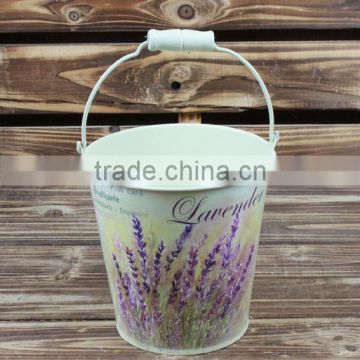 2015 garden decoration paper decal colored metal buckets wholesale