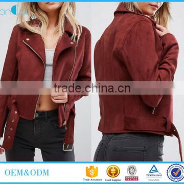 Jackets for women Asymmetirc zip fastening fashion faux suede jacket 2017