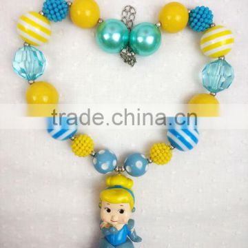 Wholesale Girls Princess Chunky Top Cinderella Necklace Cartoon Character Kids Jewelry Baby Chunky Necklace