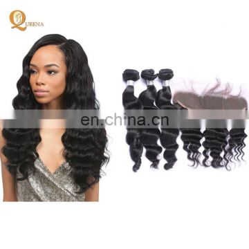 Bundles and Frontals Wholesale 8a Grade Virgin Loose Wave 100 Percent Indian Remy Human Hair