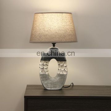 America modern customise grey vintage ceramic base cheap table lamp for bedside