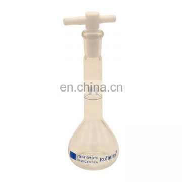 Custom laboratory high borosilicate glass volumetric flask with glass stopper