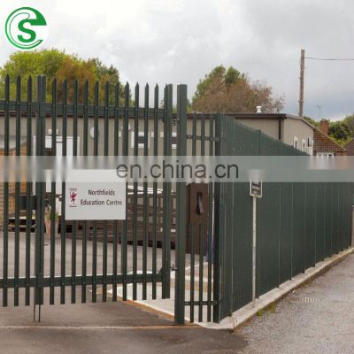 Cheap outdoor rust proof powder coated galvanized iron angle rail palisade fencing and gate