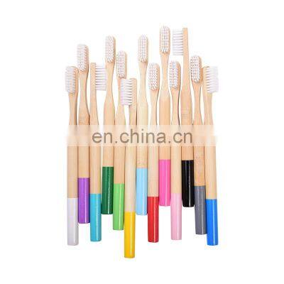 hot sale 100% biodegradable eco friendly round handle bamboo toothbrush color with adult kids