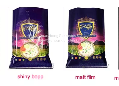 bopp color printing custom high quality pp woven bag grain storage bag flower gold 25kg plastic rice packing bag