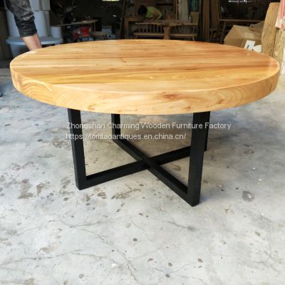 coffee table,wood top iron base
