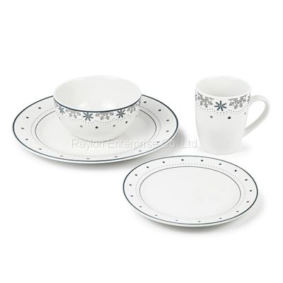Trendy Style Porcelain Dinnerware Set With Snowflake Pattern