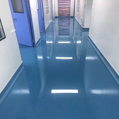 Water based epoxy self leveling floor, cement floor paint, factory garage floor renovation project, anti slip and wear-resistant