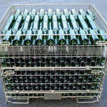 Foldable and stackable Wire Pallet Container with Side Door Open