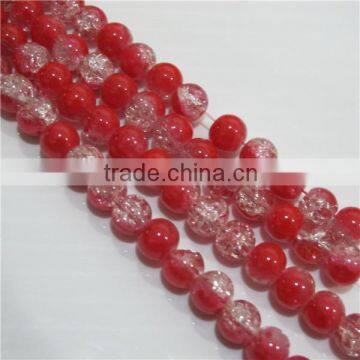 4mm round double color crackle glass bead RGB000