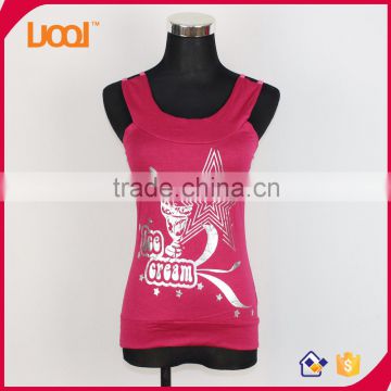 High quality polyester/cotton woman adjustable pink ladies tank top