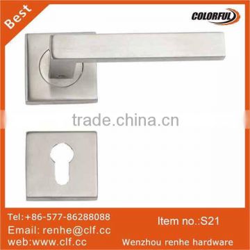 hollow Stainless steel square door handle on square rose