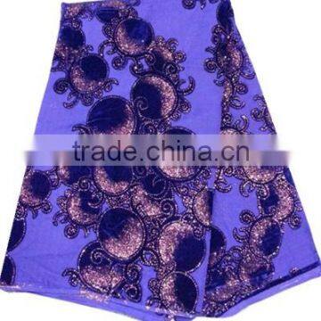 Hot african velvet lace fabric/embroidered velvet fabric for woman dress