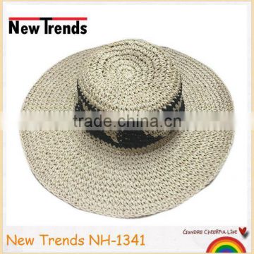 Fashion nature and black crocheting handmade straw hat