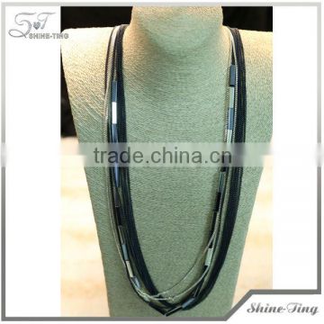 making 2013 trendy women costume jewelry accessory multi long thin chains necklace black tone