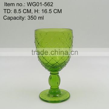 press glass Wine goblet,Hiball,DOF, sundae cup in color glass with Knit embossed patern