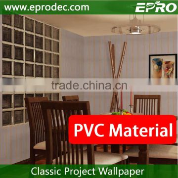 Commercial ansian wallpaper in silver color for hotel decoration