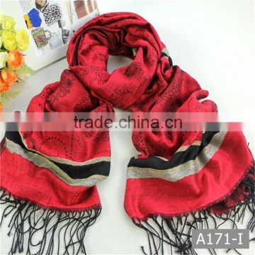 A171 Hot sell delicate multicolor woven scarf with fringe