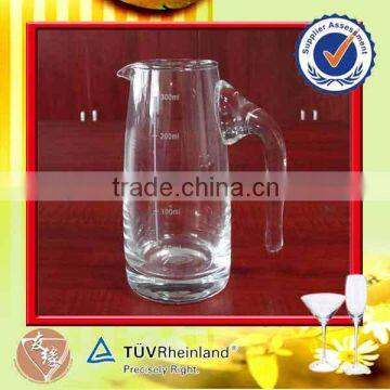 Food grade 310ml high transparent glass carafe with handle