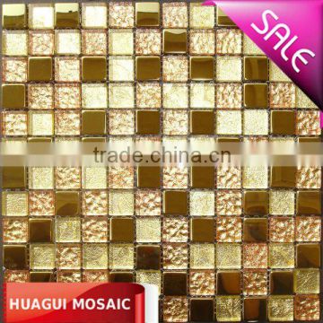 Gold color glass and Metal mosaic exterior wall tile 23*23mm Mosaic manufacturer in Foshan