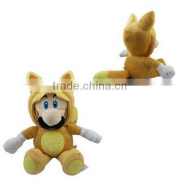 Super Mario Brothers Bros Plush Doll Soft Toy-Raccoon Kitsune Luigi 24cm/9.5" Yellow