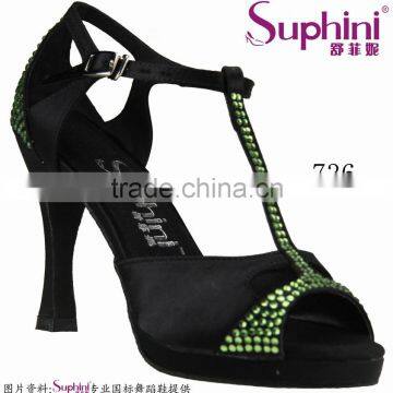 Suphini Latin Dance Shoes Green Crystal