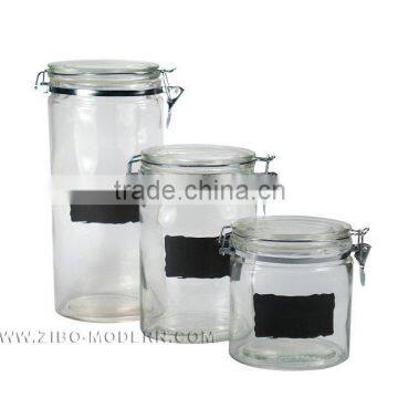 3pc Oval Glass Jar Set