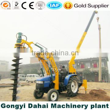 100HP Wheeled type hydraulic electric pole digging machine matched with crane
