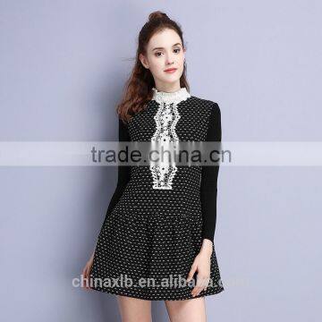 Free shipping--2016 Winter Women New embroidered sleeve lapel wool A-line dress Slim woolen dress