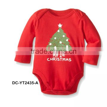 Cartoon Printing Christmas Style Long Sleeve 100% Cotton Personalized Baby Romper