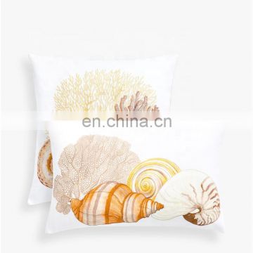 Throw Shell Pillow Covers White Seashore Indigo Ocean Coral Seashells Cushion