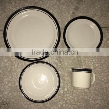 16 pieces stoneware dinner set with color band