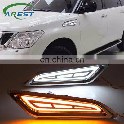 Carest 2PCS For Nissan Patrol 2014 - 2020 LED DRL Side Fender Lights Daytime Running Lights With Yellow Turn Signal Lamp